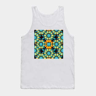 Boho Daisy Chain | Aqua with Yellow Daisies Tank Top